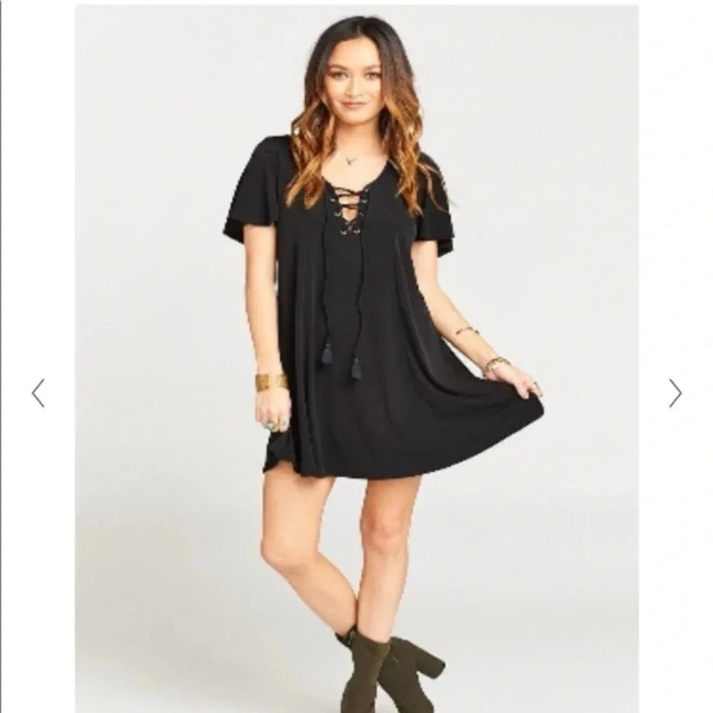 Show Me Your Mumu Black Kylie Lace Up Front Dress Size Small S